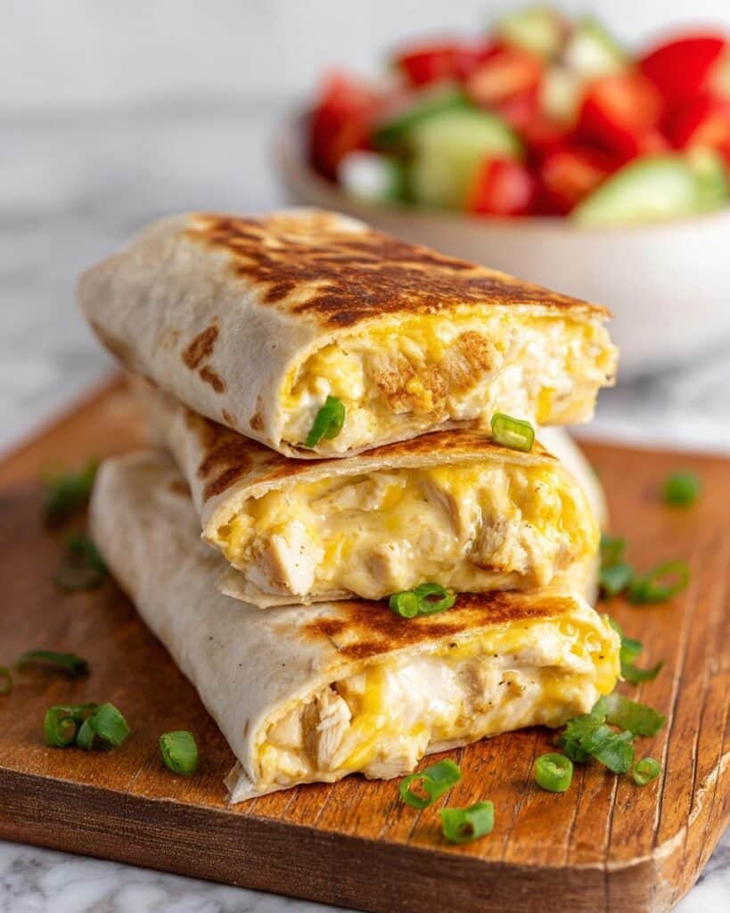 Cheesy Garlic Chicken Wraps Recipe