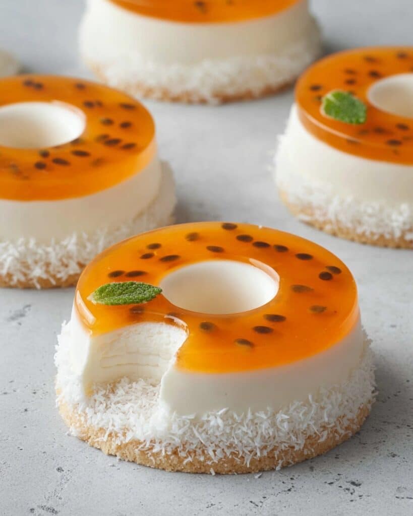 Coconut Panna Cotta with Passion Fruit and Coconut Sable Cookies Recipe