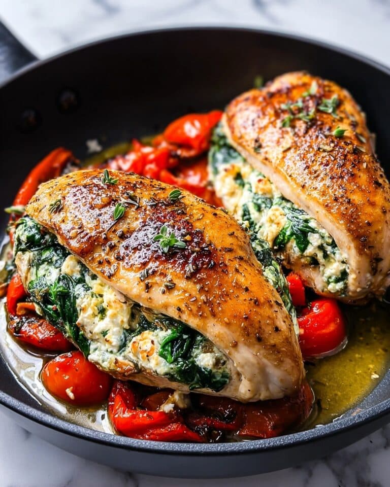 Roasted Red Pepper, Spinach, and Mozzarella Stuffed Chicken Recipe