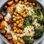 Roasted Vegetable & Chickpea Bowl with Tahini Dressing Recipe