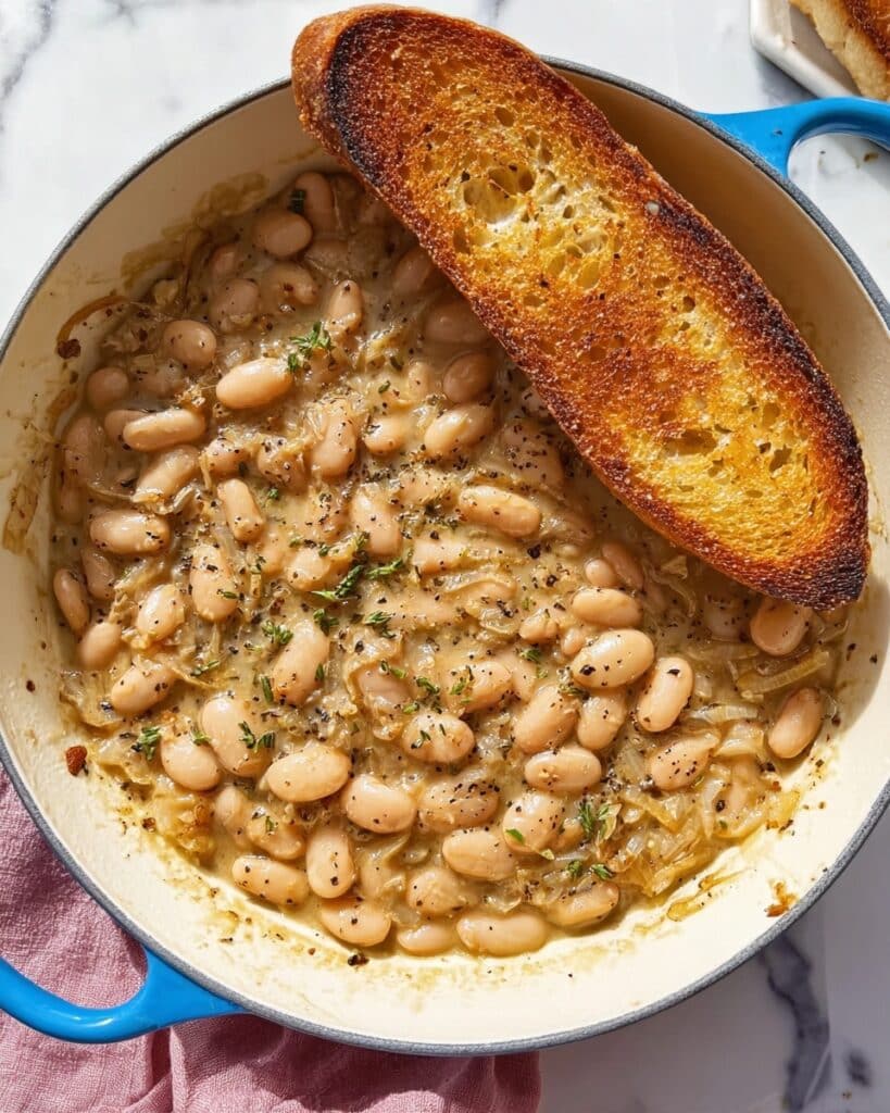 Caramelized Onion White Beans with Rosemary and Balsamic Recipe