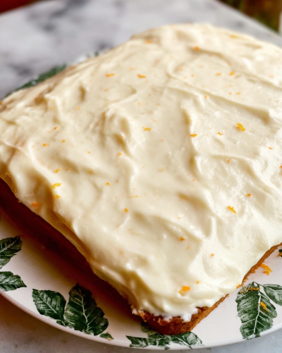 A close-up view of a thick layer of pale beige dough mixed with small dark and light bits spread evenly inside a rectangular metal baking pan lined with printed parchment paper, the dough surface smooth but slightly textured, with some rough edges where it was spread. Part of the dough and a wooden spatula rest on a white marbled surface beside the pan. In the background, blurred red tomatoes can be seen. Photo taken with an iphone --ar 4:5 --v 7