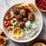 Gyro Bowls with Meatballs, Tzatziki, Lemon Rice, and Cucumber Salad Recipe