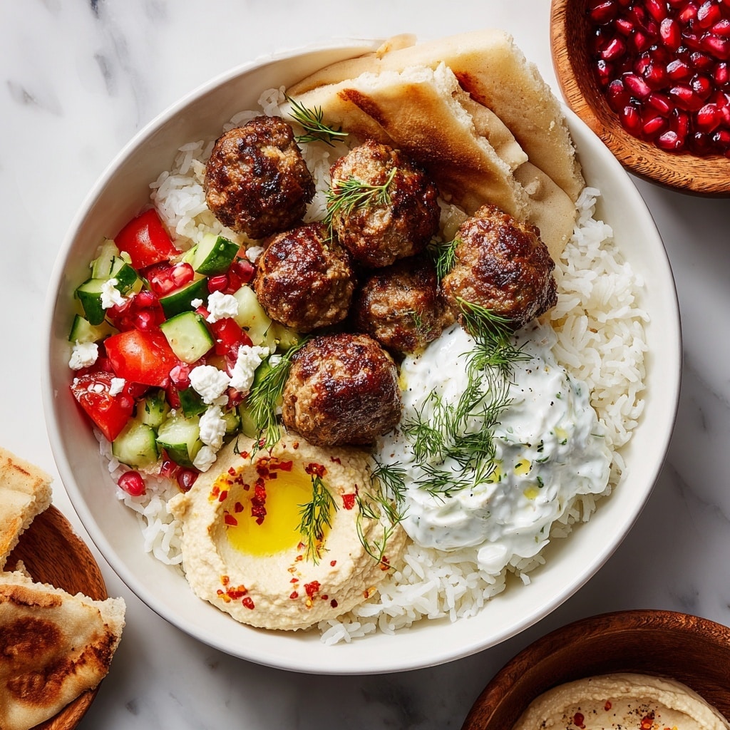 Gyro Bowls with Meatballs, Tzatziki, Lemon Rice, and Cucumber Salad Recipe