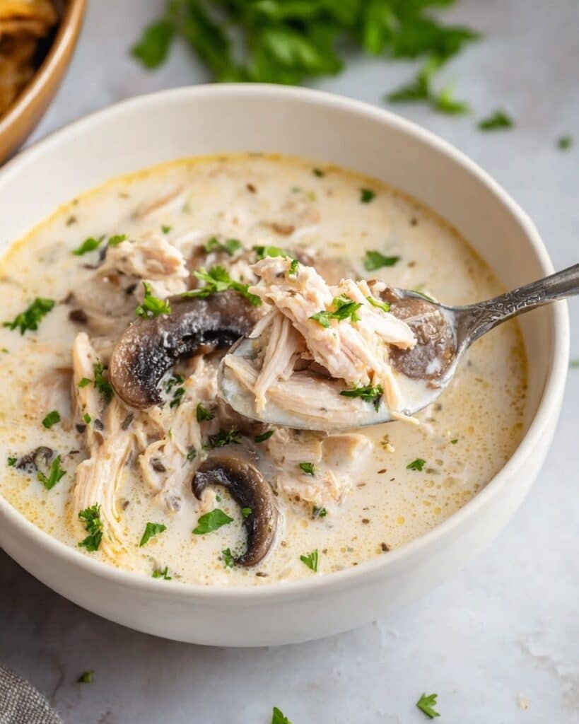 Creamy Rotisserie Chicken Mushroom Soup Recipe