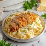 Homemade Olive Garden Crispy Chicken Fritta with Alfredo Fettuccine Recipe
