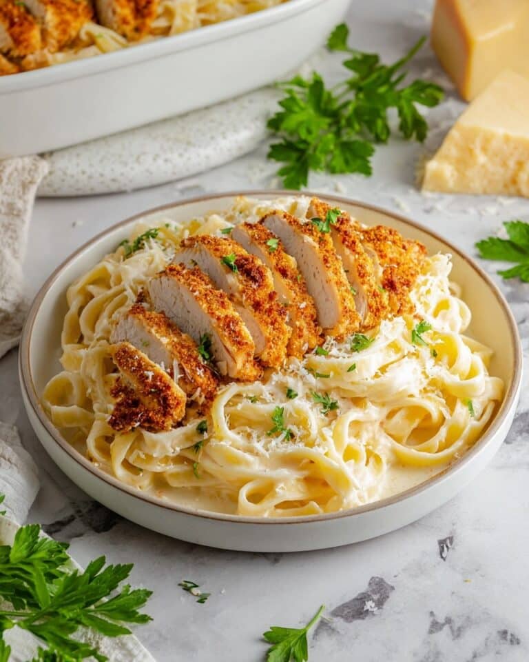 Homemade Olive Garden Crispy Chicken Fritta with Alfredo Fettuccine Recipe