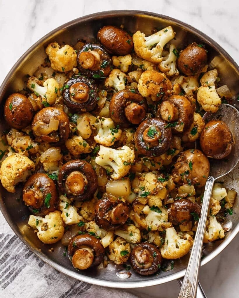 Garlic Mushrooms Cauliflower Skillet Recipe