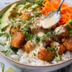 Bang Bang Salmon Bowls with Crispy Salmon and Coconut Milk Rice Recipe