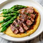 Skirt Steak with Double-Corn Polenta and Blistered Shishito Peppers Recipe