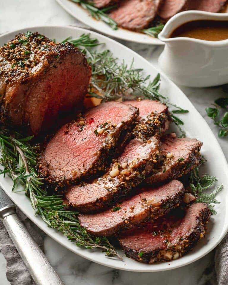Herb-Crusted Beef Tenderloin Roast with Rich Pan Sauce Recipe