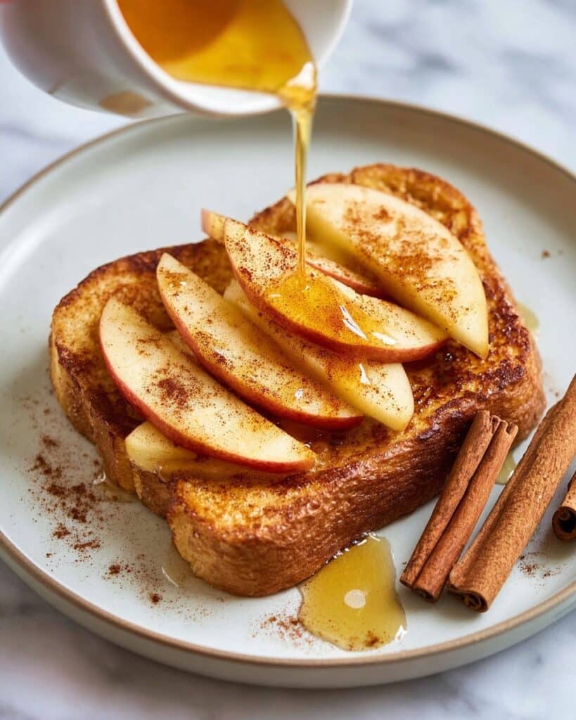 Cinnamon Tofu French Toast with Fried Apples and Maple Syrup Recipe