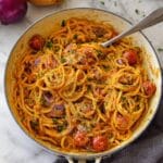 Creamy Onion Pasta with Tomatoes Recipe