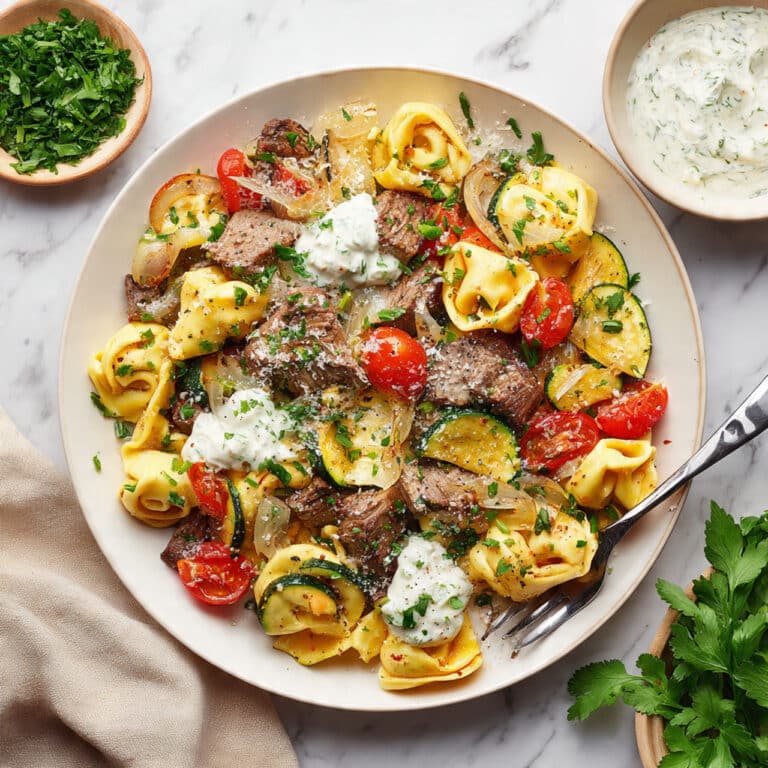 Garlic Parmesan Steak Tortellini Recipe
