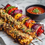 Thai Spicy Basil Chicken Skewers with Cashew Dipping Sauce Recipe