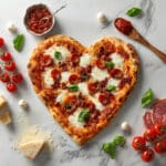 Heart-Shaped Pizza Recipe with Garlic Herb Crust and Fresh Toppings Recipe