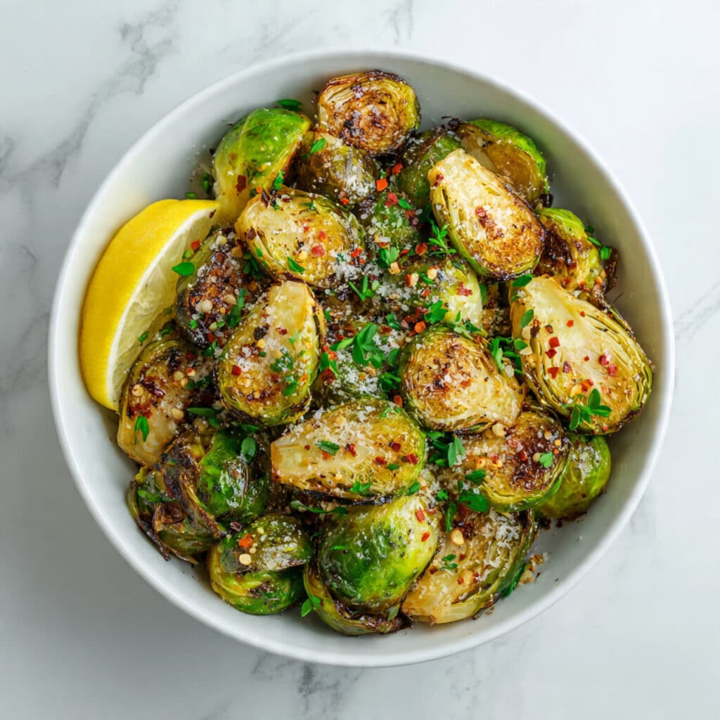 Crispy Garlic Parmesan Brussels Sprouts Recipe