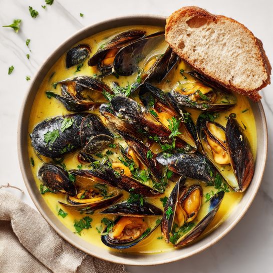 Mouclade Mussels in Saffron Cream Sauce Recipe