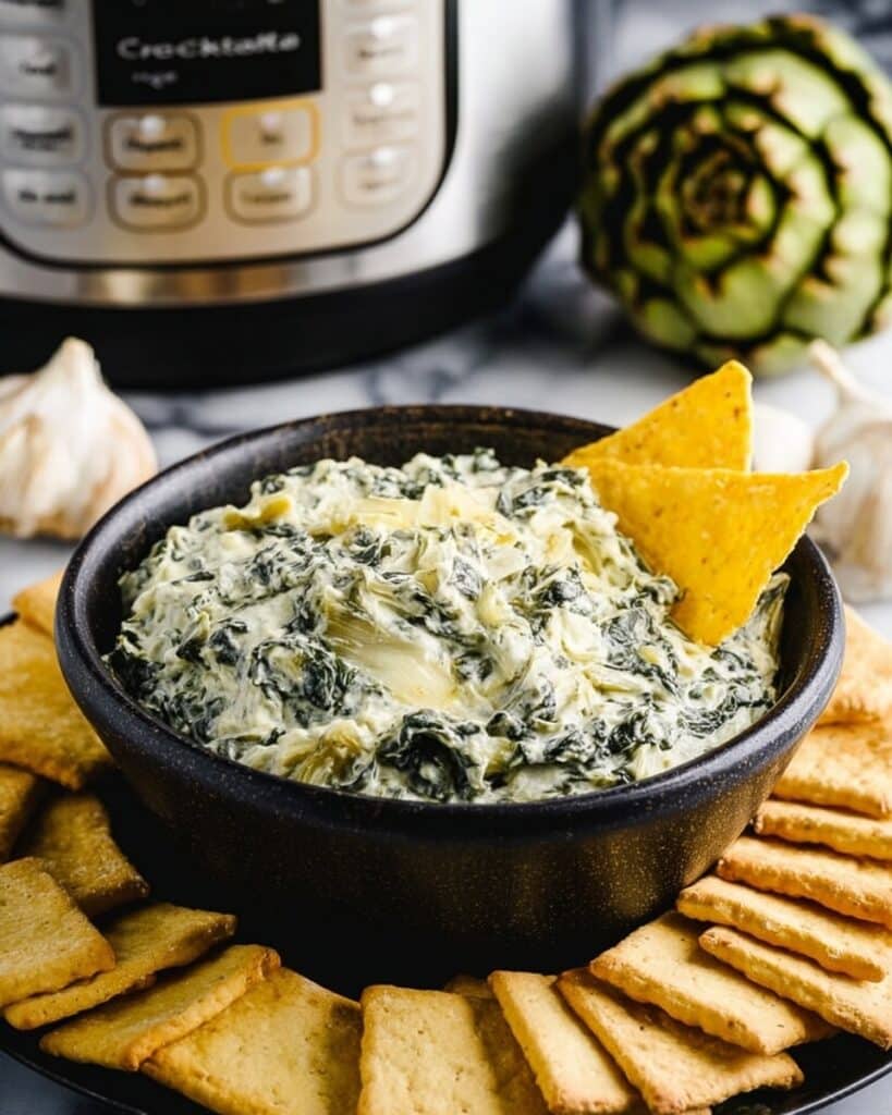 Classic Crock Pot Spinach Artichoke Dip Recipe