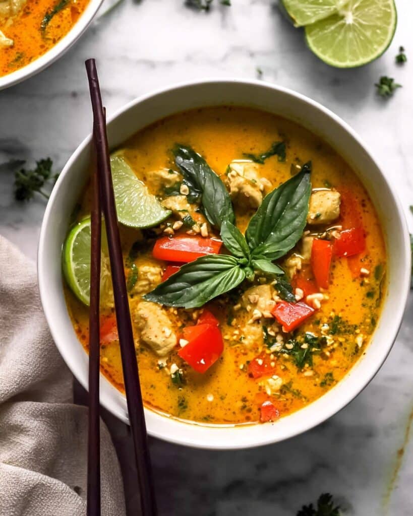 Spicy Chicken Curry Soup with Coconut and Cilantro Recipe