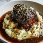 Garlic Herb Chicken with Caramelized Balsamic Pan Sauce and Creamy Mashed Potatoes Recipe