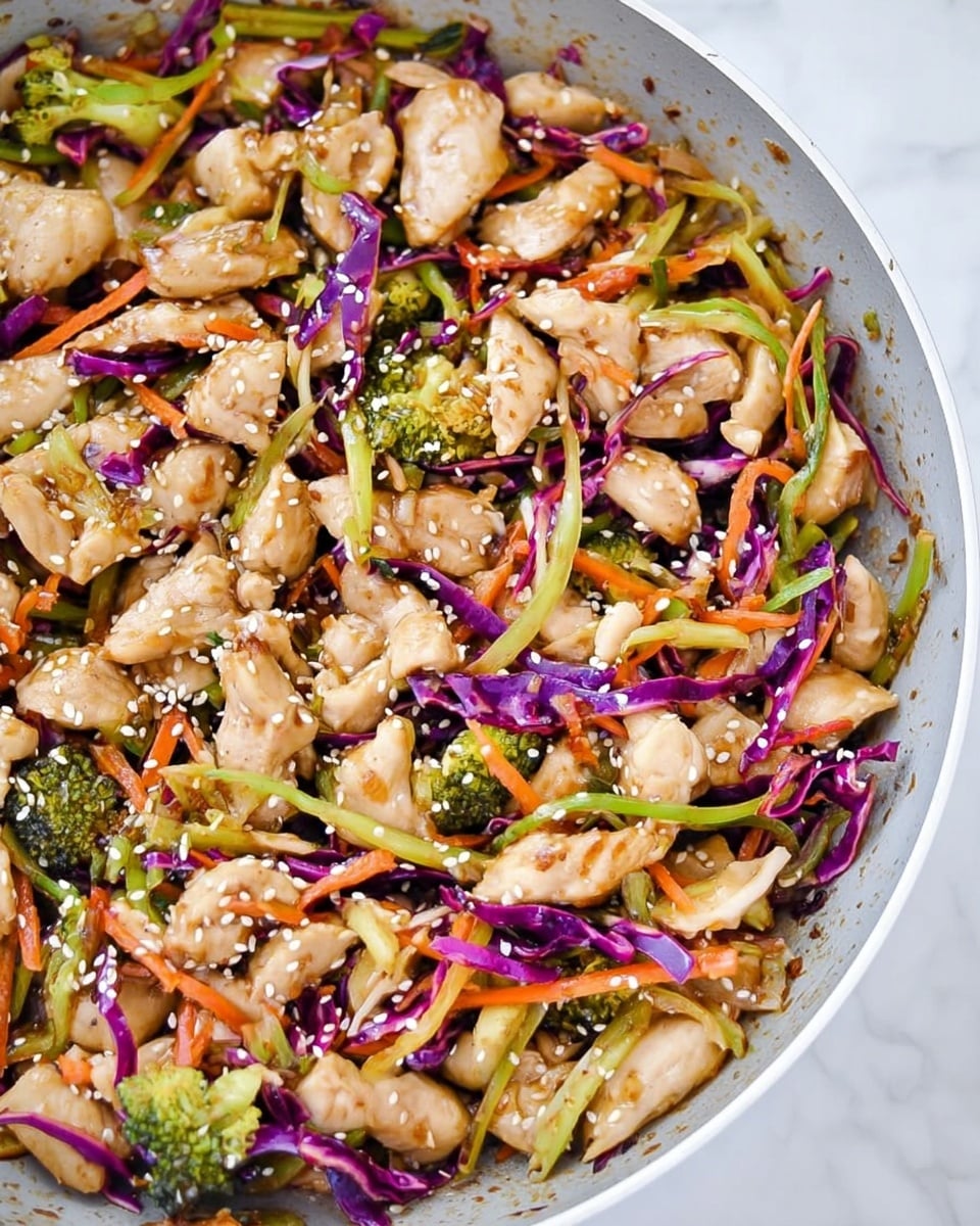 This image shows clear glass bowls placed on a white marbled surface. At the back, from left to right, there is a large bowl filled with raw pink chicken pieces and next to it, another large bowl containing a mix of shredded green, orange, and purple vegetables. In front of these are smaller bowls arranged closely in a curved line: light golden liquid, pale yellow liquid, clear liquid, dark brown liquid, a small portion of minced light yellow paste, light brown liquid, minced light beige garlic, white sesame seeds, and tiny red chili flakes. All the bowls are transparent and uniform in shape. Photo taken with an iphone --ar 4:5 --v 7