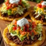 Authentic Native American Fry Bread Tacos with Beef and Bean Topping Recipe