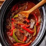 Crockpot Pepper Steak | Easy Dump and Go Dinner Recipe