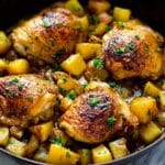 Skillet Honey Garlic Chicken Thighs with Roast Potatoes Recipe