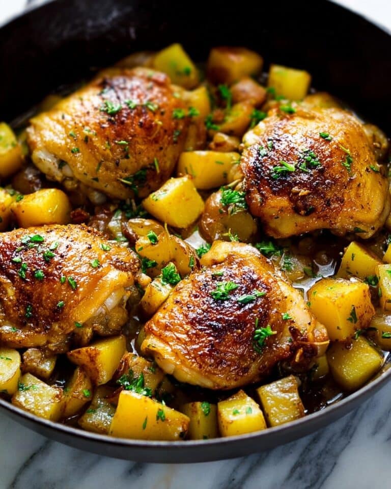 Skillet Honey Garlic Chicken Thighs with Roast Potatoes Recipe