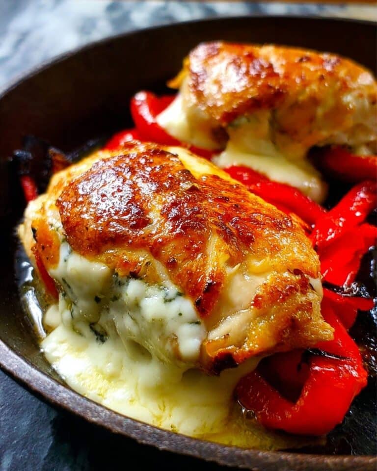 Roasted Red Pepper Spinach Mozzarella Stuffed Chicken Recipe