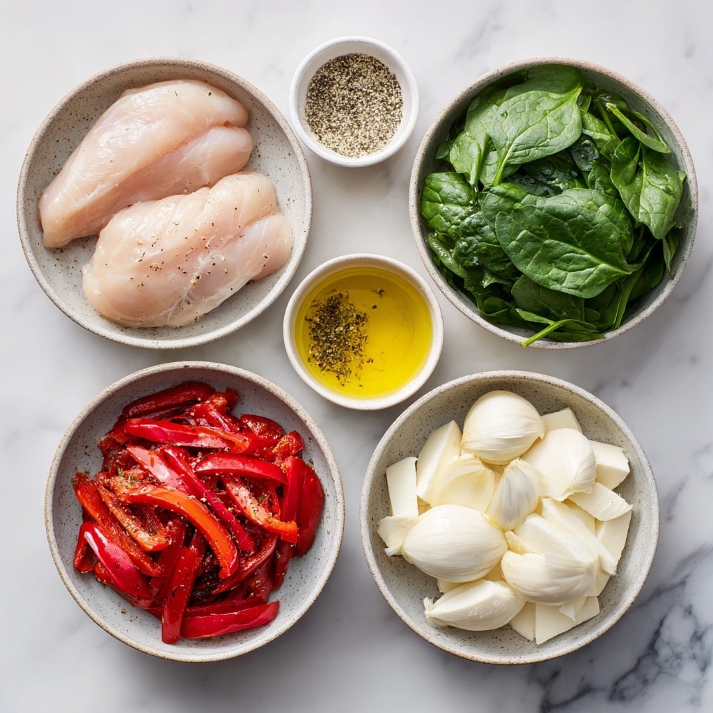 Roasted Red Pepper Spinach Mozzarella Stuffed Chicken Recipe - Recipe Image