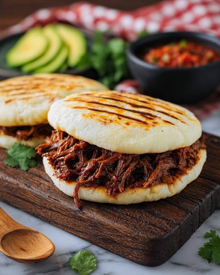 Savory Venezuelan Arepas with Tender Shredded Beef Recipe