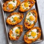 Baked Sweet Potato Boats with Cheddar and Eggs Recipe