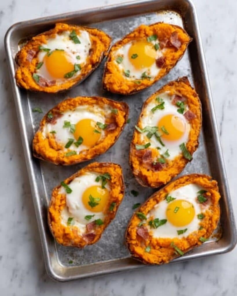 Baked Sweet Potato Boats with Cheddar and Eggs Recipe
