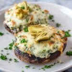 Air Fryer Stuffed Portobello Mushrooms with Spinach, Artichokes, and Cheese Recipe