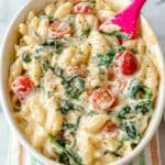 Baked Feta Mac and Cheese with Spinach and Cherry Tomatoes Recipe