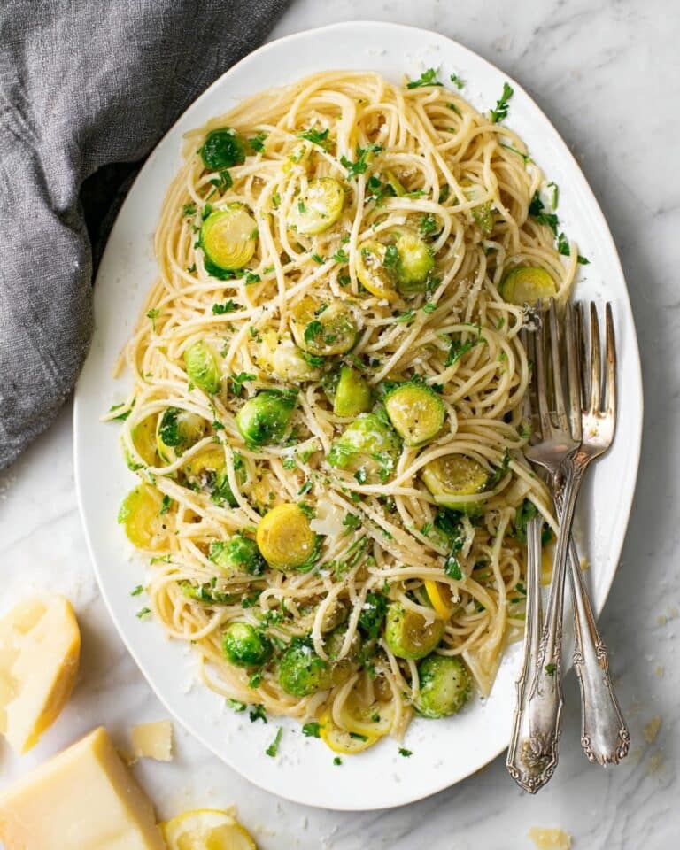 Lemon Parmesan Brussels Sprout Pasta Recipe