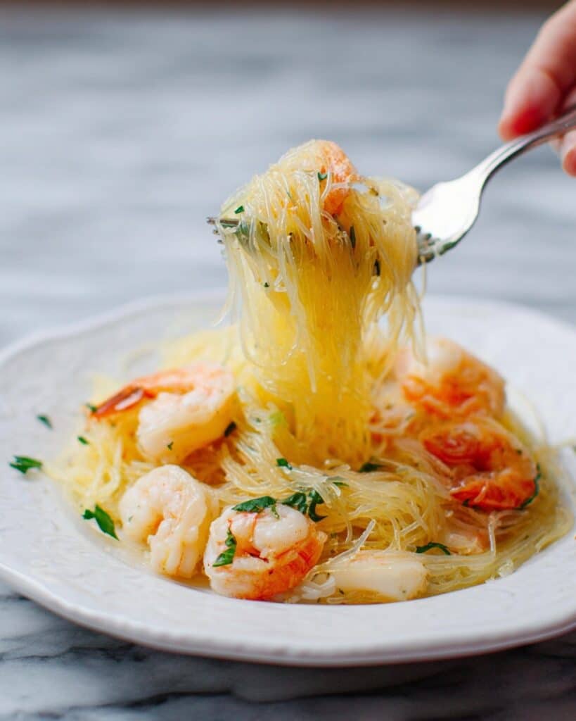 Keto Coconut Curry Spaghetti Squash with Shrimp Recipe