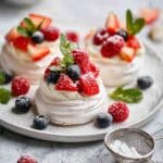 Mini Pavlovas with Whipped Cream and Fresh Fruit Recipe