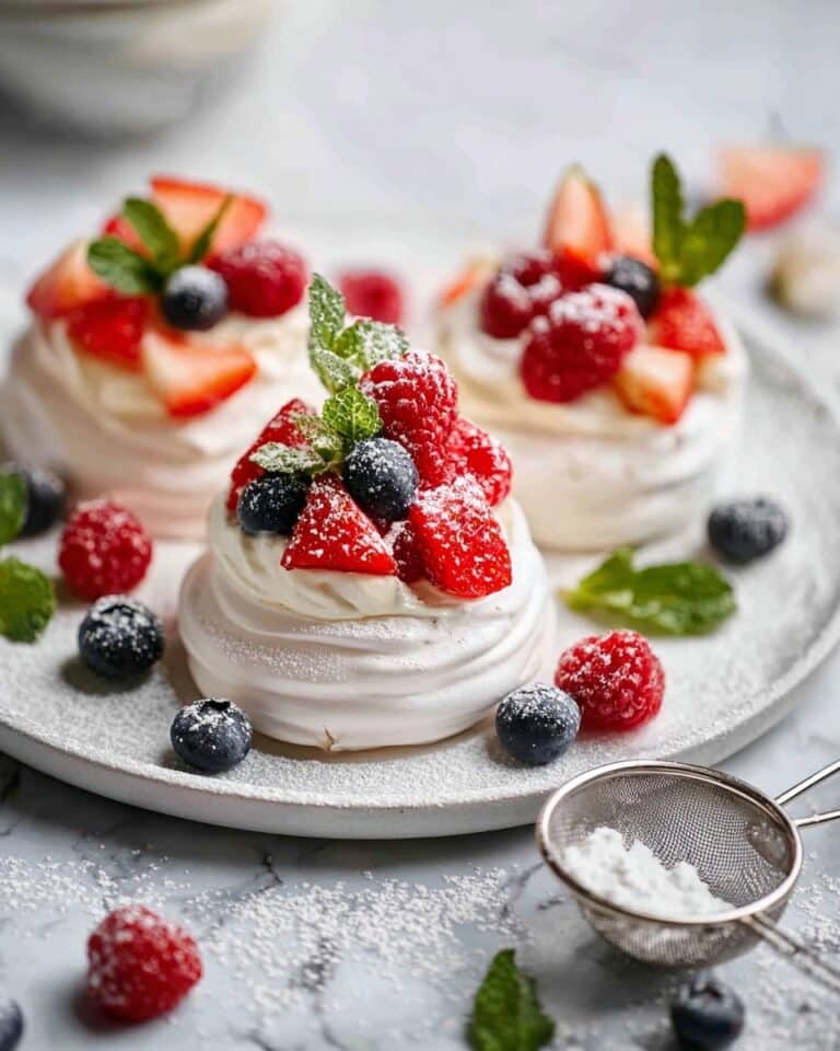 Mini Pavlovas with Whipped Cream and Fresh Fruit Recipe