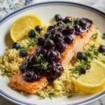 Blueberry Glazed Salmon with Lemon Herb Couscous Recipe
