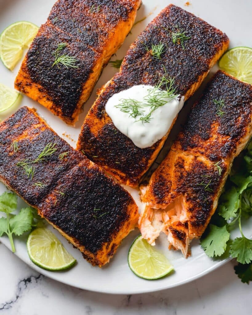 Perfect Blackened Salmon with Creamy Dill Sauce Recipe