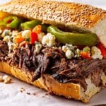 Italian Slow Cooker Beef Sandwiches with Pepperoncini and Provolone Recipe