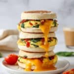 Healthy Make-Ahead Vegetarian Breakfast Sandwich with Eggs, Veggies, and Melted Cheese Recipe