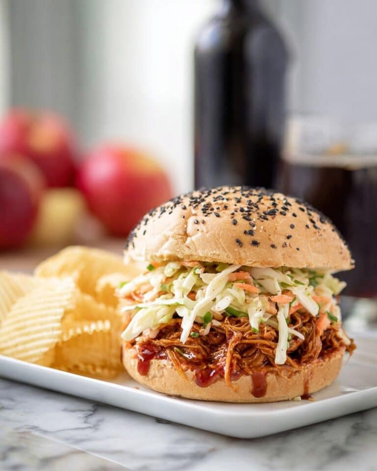 Apple BBQ Pulled Chicken Sandwiches with Apple Slaw Recipe