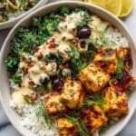 Greek Chicken Bowls with Creamy Tahini Feta Sauce Recipe