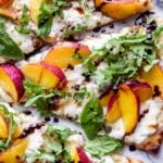 Chicken Peach Ricotta Pizza with Arugula and Balsamic Glaze Recipe