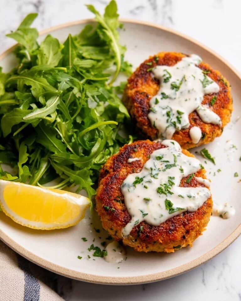 Easy Salmon Patties with Creamy Lemon-Garlic Sauce Recipe