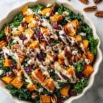 Sweet Potato Kale Salad with Maple Candied Pecans and Tahini Maple Dressing Recipe